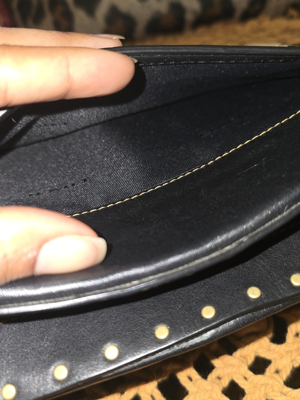 Coach Jamie Leopard Camera Bag Gold Chain Strap Black Trim Studs - Picture 7 of 7
